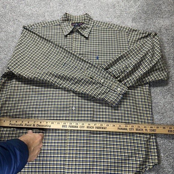 Ralph Lauren Blake Mens Button Down Shirt Blue Yellow Plaid 100% Cotton Size LT - Picture 6 of 7